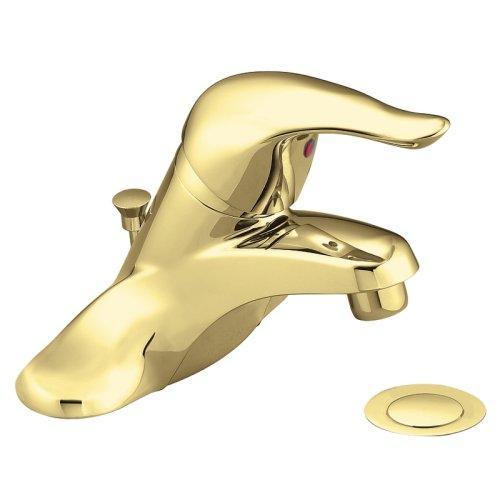 Moen L4621P Chateau One-Handle Low-Arc Bathroom Faucet with Drain Assembly, Polished Brass