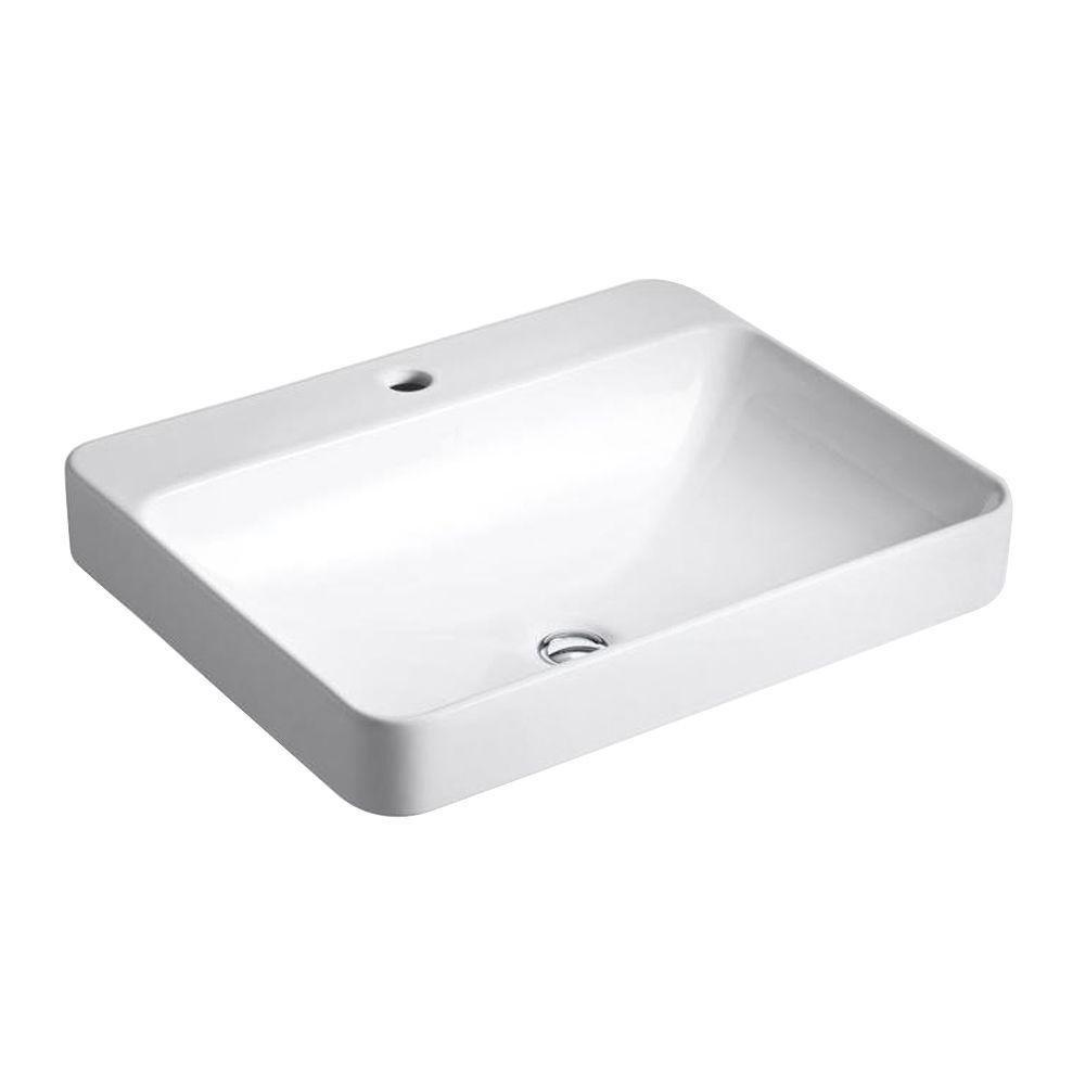 KOHLER K-2660-1-0 Vox Rectangle Vessel Bathroom Sink, White