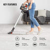 VonHaus Cordless 2 in 1 Stick Handheld Vacuum Cleaner Lightweight Includes Crevice Tool, Carpet Roller & Brush Accessories (Gray/Orange) 22.2V Lithium-ion Battery