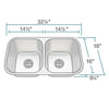 3218A 18-Gauge Undermount Equal Double Bowl Stainless Steel Kitchen Sink