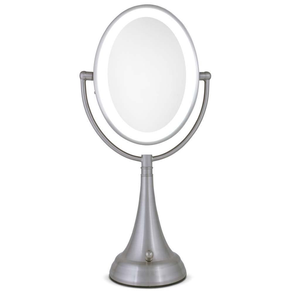 Zadro LEDOVLV410 - LED Lighted 10X/1X Oval Vanity Mirror with Satin Nickel Finish