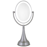 Zadro LEDOVLV410 - LED Lighted 10X/1X Oval Vanity Mirror with Satin Nickel Finish