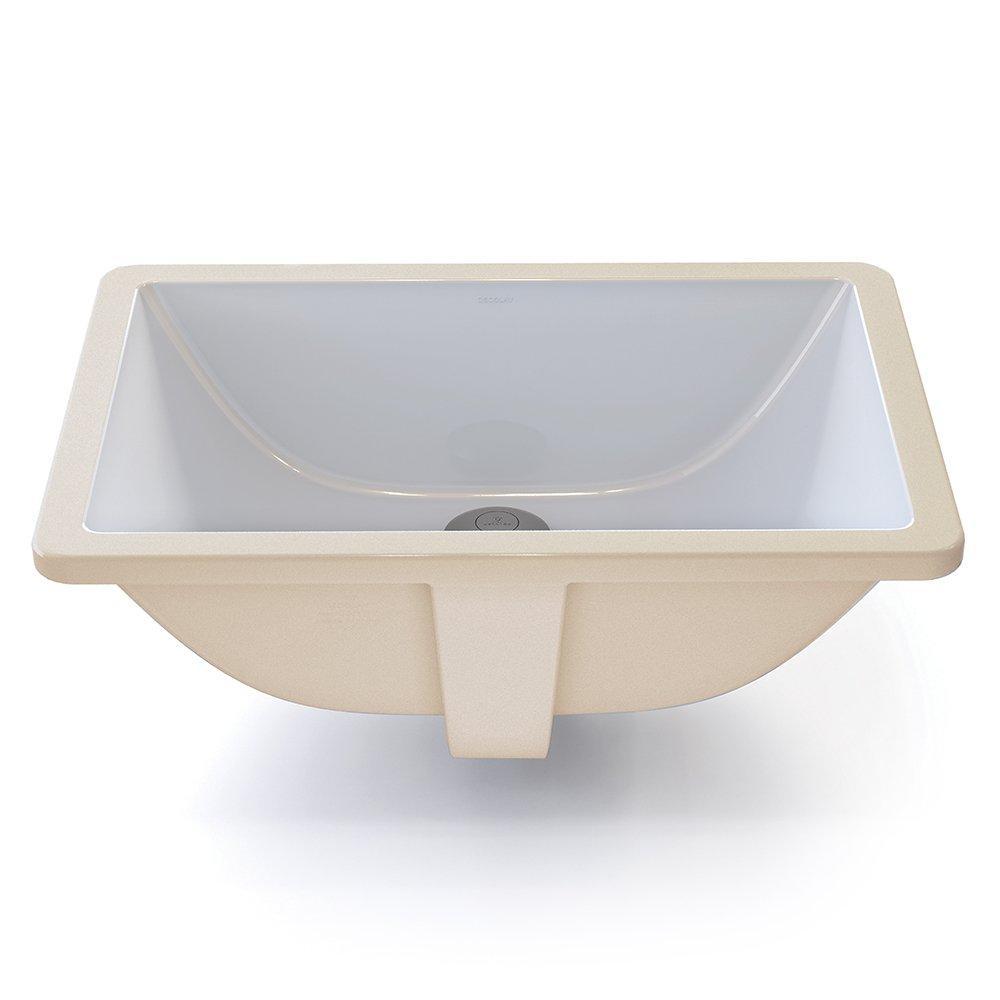 DECOLAV 1402-CWH Callensia Classically Redefined Rectangular Vitreous China Undermount Lavatory Sink with Overflow, White