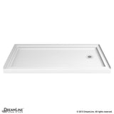 DreamLine SlimLine 32 in. D x 60 in. W x 2 3/4 in. H Right Drain Single Threshold Shower Base in White, DLT-1132602