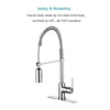 Enzo Rodi Modern Design Commercial Style Single Handle Pull Down Kithen Sink Faucets, for 1-3 Holes Installation, Made by Low-lead Solid Brass, Stainless Steel, ERF7357391AP-10