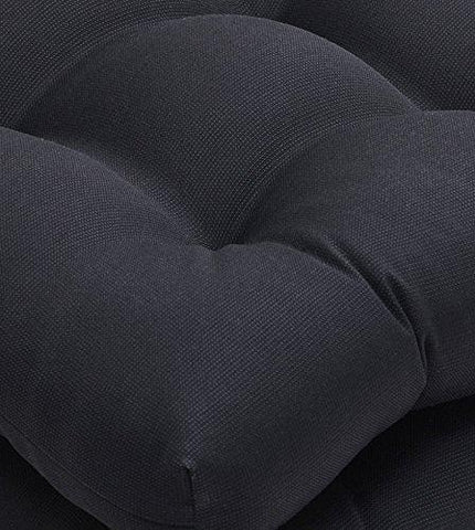 Pillow Perfect Indoor/Outdoor Fresco Wicker Seat Cushion, Black, Set of 2