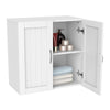 Topeakmart White Wooden Bathroom Wall Cabinet Toilet Medicine Storage Organizer with Adjustable Shelf Cupboard Unit