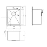 Ruvati 15 x 20 inch Drop-in Topmount Bar Prep Sink 16 Gauge Stainless Steel Single Bowl - RVH8110