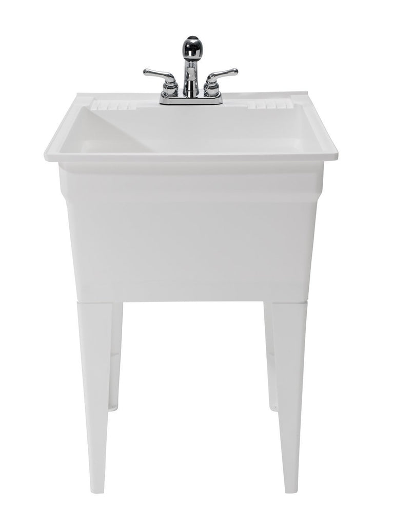 CASHEL Heavy Duty Free-Standing Utility Sink - Fully Loaded Sink Kit, 1960-32-01, White