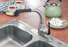 CLEANFLO 8814, Pull Out Kitchen Faucet, 1 or 3 Hole Installation, High 11.5 INCH-Arc Spout, 1 Handle, 2 Spray Settings, Advanced Polymer Materials, Lead-Free, Non Corrosive, Brushed Nickel Finish