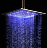 Rozin Bathroom Replacement LED Changing Color 16-inch Square Rainfall Shower Head Overhead Sprayer Brushed Nickel