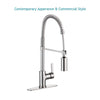 Enzo Rodi Modern Design Commercial Style Single Handle Pull Down Kithen Sink Faucets, for 1-3 Holes Installation, Made by Low-lead Solid Brass, Stainless Steel, ERF7357391AP-10