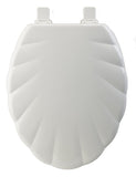 MAYFAIR Sculptured Shell Toilet Seat will Never Loosen and Easily Remove, ELONGATED, Durable Enameled Wood, White, 122ECA 000