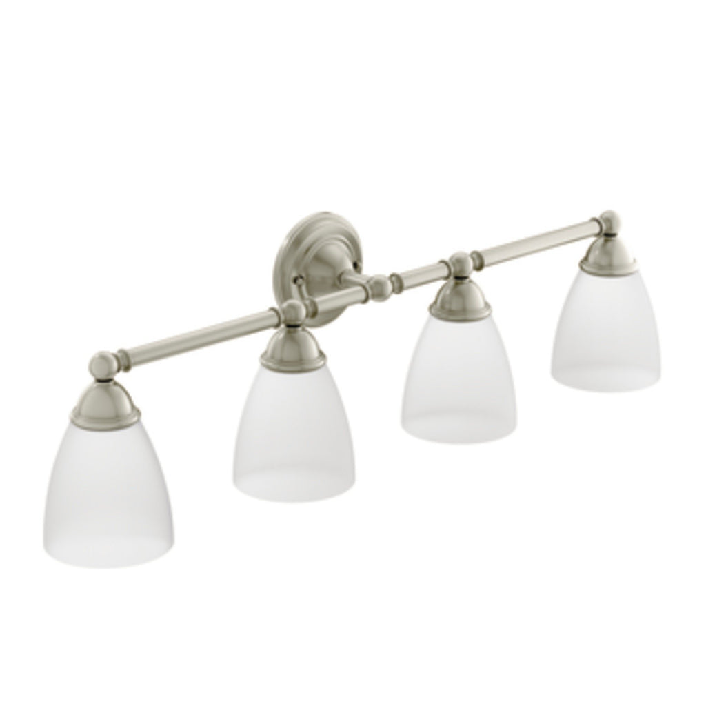 Moen YB2264BN Brantford 4 Dual-Mount Bath Bathroom Vanity Light Fixture with Frosted Glass, Brushed Nickel