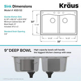 Kraus Forteza Granite Kithen Sink, 33 Inch, KGD-52GREY