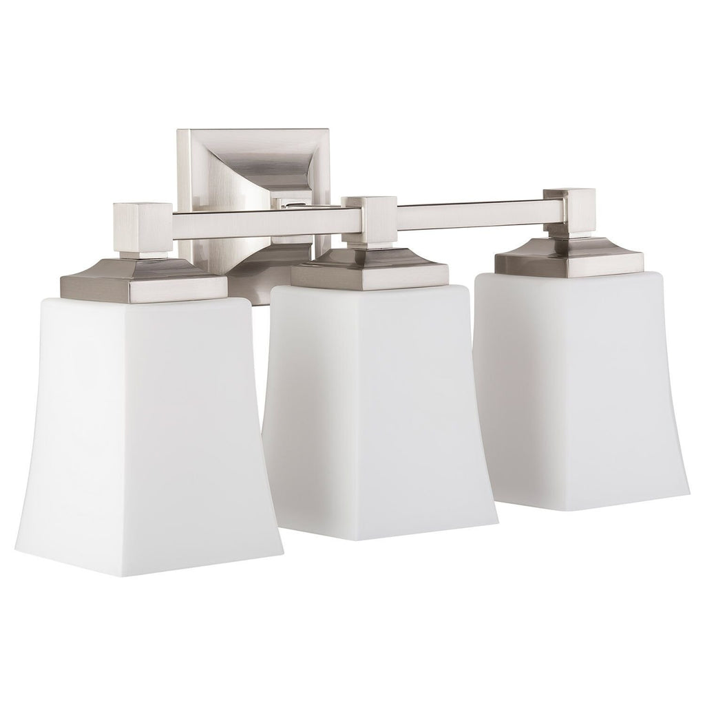 Brighton 3 Light Bathroom Vanity Brushed Nickel w/ Frosted Glass Linea di Liara LL-WL240-3-BN