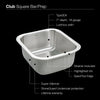 Houzer MS-1708-1 Club Series Undermount Stainless Steel Square Bowl Bar/Prep Sink