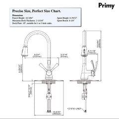 Primy Kitchen Faucets with Pull Down Sprayer Modern Heavy Duty Lead-Free Single Handle High-Arc Kitchen Sink Faucet With Deck Plate, Height 18-3/64“, Solid Spot Resist Stainless Steel