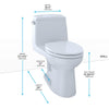 TOTO MS854114SG#01 Ultramax Elongated One Piece Toilet with Sanagloss, Cotton White