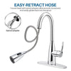 BOHARERS Kitchen Faucet with Sprayer - Single Handle pull down Sprayer Stainless Steel Spot Resist, Polished Chrome