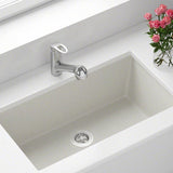 848 Large Single Bowl Quartz Kitchen Sink, White, No Additional Accessories