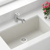 848 Large Single Bowl Quartz Kitchen Sink, White, No Additional Accessories