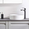 Ufaucet Above Counter White Round Ceramic Bathroom Vessel Sink, 15.75''×15.75''