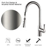 Kitchen Faucet Modern Stainless Steel Single Handle Faucets With Pull Out Sprayer, Brushed Nickel Sink Faucets, Solid Brass Body