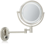 Jerdon HL65ND 8-Inch Lighted Direct Wire Wall Mount Mirror with 5x Magnification, Nickel Finish