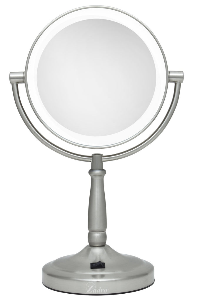 Zadro Cordless Dual-Sided LED Lighted Vanity Mirror, Satin Nickel