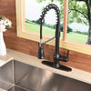 Lead Free Antique Stainless Steel Single Handle Pull Down Sprayer Spring Oil Rubbed Bronze Kitchen Faucet, Kitchen Sink Faucet with Deck Plate