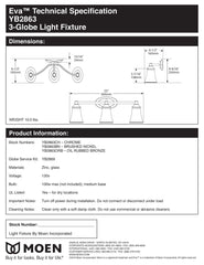 Moen YB2863BN Eva Collection 3 Dual-Mount Bath Bathroom Vanity Light Fixture with Frosted Glass, 9.60 x 10.00 x 20.60 inches, Brushed Nickel