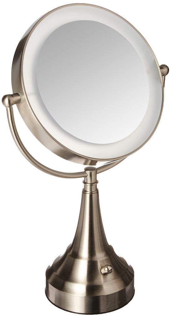 Zadro 10x Mag Next Generation LED Cordless Double Sided Round Vanity Mirror, 11-Inch, Satin Nickel Finish