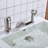 Rozin Brushed Nickel 3pcs Waterfall Spout Single Handle Bathtub Filler Faucet with Hand Shower