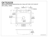 Kingston Brass Gourmetier GKTS25228 Studio Self Rimming Single Bowl Sink, 25-Inch L × 22-Inch W × 8-Inch H, Brushed Stainless Steel
