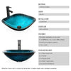 eclife 24'' Modern Bathroom Vanity and Sink Combo Stand Cabinet Bowl Turquoise Glass Vessel Sink 1.5 GPM Bathroom Brass Faucet and Brass Pop Up Drain (A10B02)