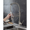 Fapully Contemporary Spring Single Handle Kitchen Sink Faucet with Pull Down Sprayer, Brushed Nickel