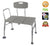 Transfer Bench Adjustable Height Legs, Lightweight Plastic Benches for Bath Tub and Shower with Back Non-slip Seat, Gray