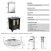 eclife 24 inch Bathroom Vanity Combo Modern MDF Cabinet with Vanity Mirror Tempered Glass Counter Top Vessel Sink with 1.5 GPM Faucet and Pop Up Drain A1B2