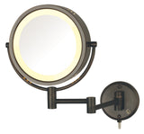 Jerdon HL75BZ 8.5-Inch Lighted Wall Mount Makeup Mirror with 8x Magnification, Bronze Finish