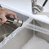 Luxice Commercial Solid Brass Single Handle High-Arc Deck Mounted Pull Down Kitchen Faucet Stainless Steel, Brushed Nickel Faucet with Special Spout Mixer Tap