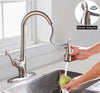 HOMY Kitchen Faucets with Pull Down Sprayer, SUS304 Stainless Steel Brushed Nickel, Hot & Cold Water Kitchen Sink Faucet with Two-function Nozzle, Single Handle Kitchen Faucet with Sprayer