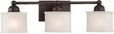 Minka Lavery Wall Light Fixtures 6733-167, 1730 Series Reversible Glass Bath Vanity Lighting, 3 Light, 300 Watts, Bronze