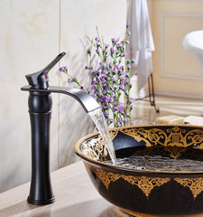 BWE Waterfall Single lever Commercial Bathroom Sink Vessel Faucet Basin Mixer Tap Oil Rubbed Bronze
