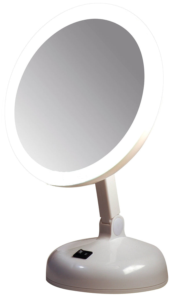 Floxite Fl-10jh 10x Incandescent Circle Light Vanity Mirror, Pearl