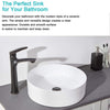 Ufaucet Above Counter White Round Ceramic Bathroom Vessel Sink, 15.75''×15.75''