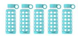 purifyou Premium Glass Water Bottle with Silicone Sleeve & Stainless Steel Lid Insert, 12/22 / 32 oz (5 Pack Aqua Blue, 32 oz)