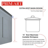 PRIMART PRO 30 X 18 Inch 16 Gauge Handmade Single Bowl Stainless Steel Undermount Kitchen Sink Fits 33