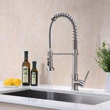 GICASA Upgraded Version Sprayer Solid Brass Commercial Style Single Handle Pull Out Sprayer Kitchen faucet, Brushed Nickel Stainless Steel Pull Down Kitchen Sink Faucets
