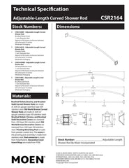 Moen CSR2164BG 72 in. Permanent Mount Adjustable Curved Shower Rod, Brushed Gold